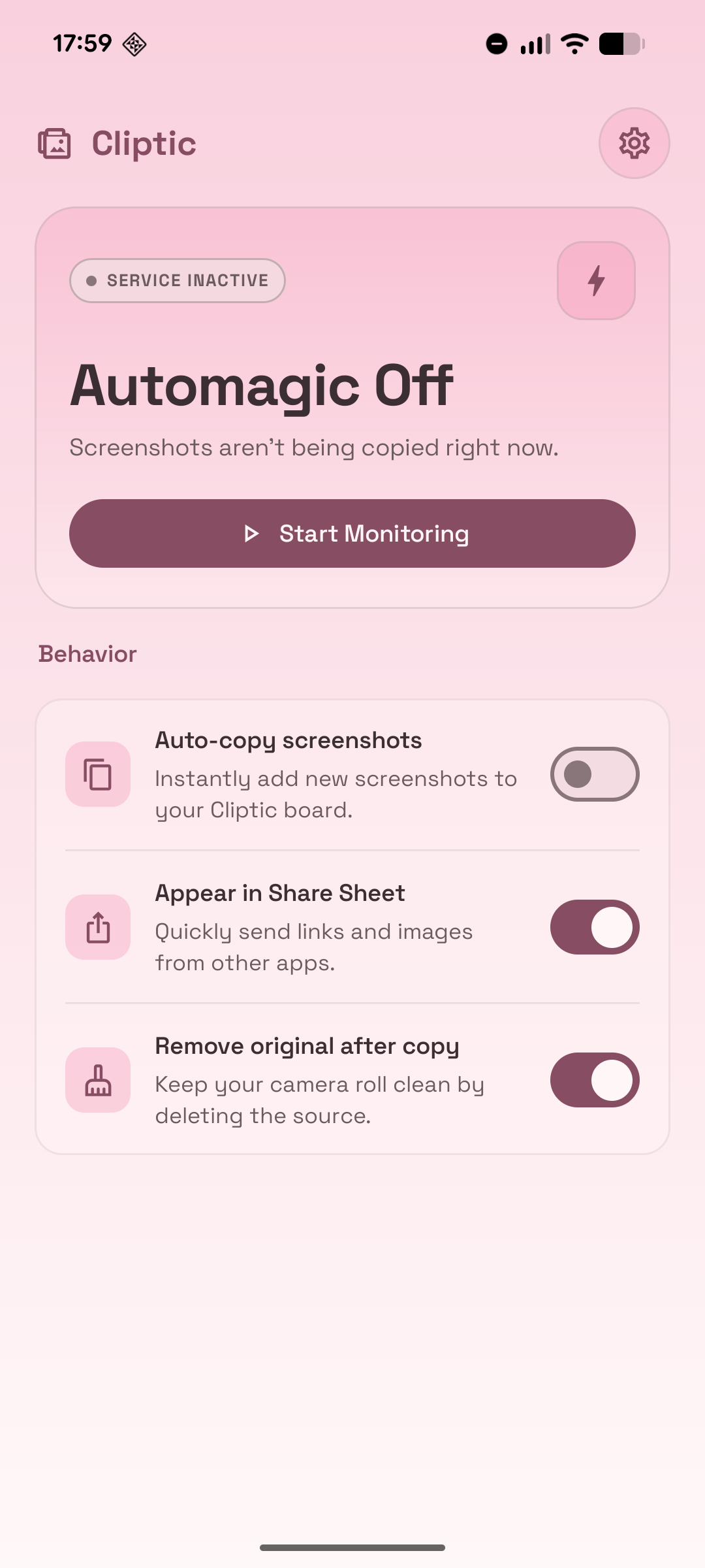 Home screen